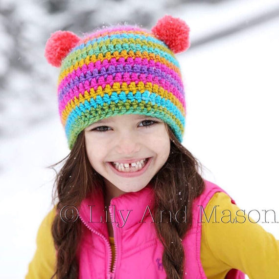 Rainbow Hat, Winter Hat, Crochet Hat, Crochet Pattern, Crochet Hats