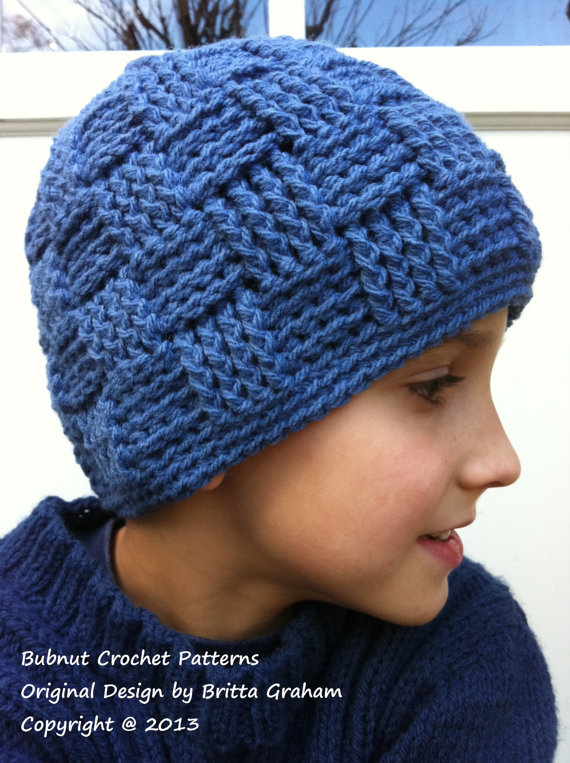 Boys+Crochet+Hat+Pattern+No.124+Basketweave+by+bubnutPatterns,+$4.00