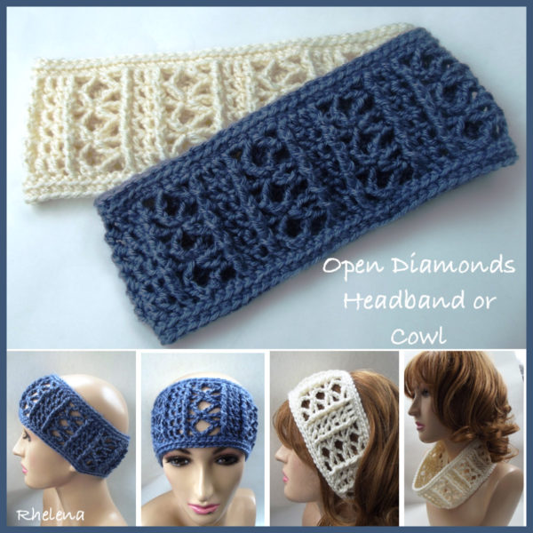 Open Diamonds Headband or Cowl ~ PDF Crochet Pattern