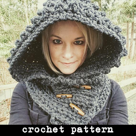 Crochet Hooded Scarf Pattern Scood Crochet Cowl Hood pattern | Etsy