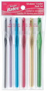 Susan Bates Silvalume Aluminum Crochet Hook Set-Sizes F5 To K10.5