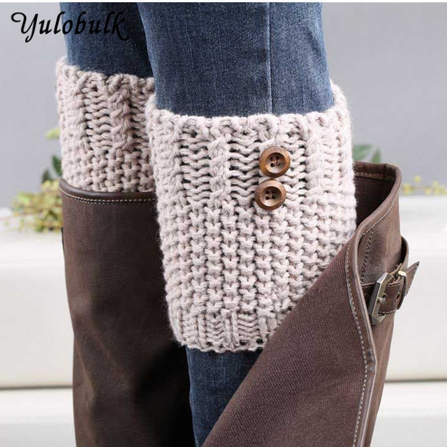 7 Colors Women Short Button Crochet Leg Warmers Winter Fall Knit
