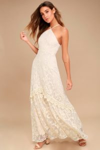 Elegant Lace Dress - Cream Maxi Dress - Crochet Lace Dress