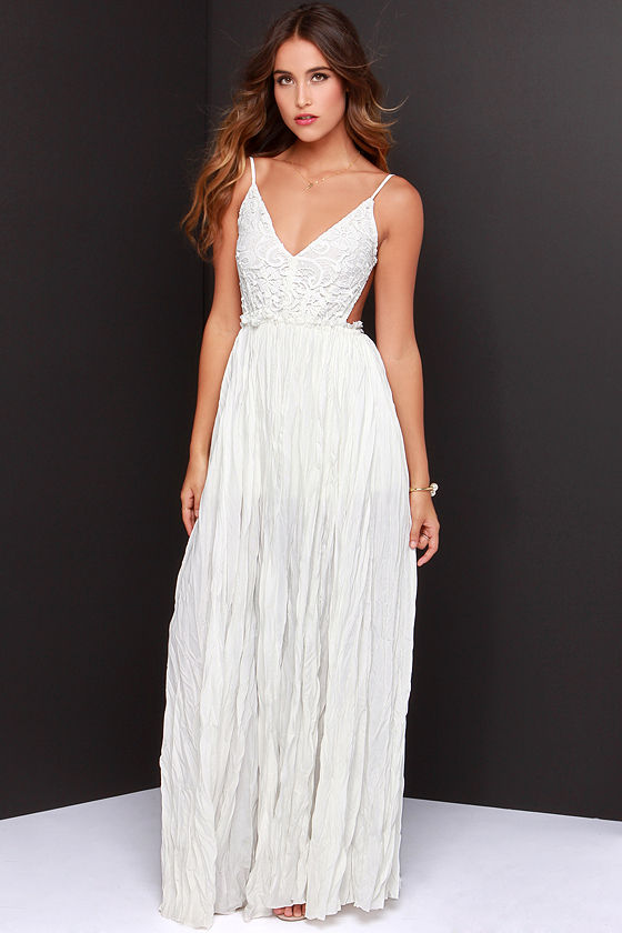 Pretty Ivory Dress - Crocheted Dress - Maxi Dress - $107.00