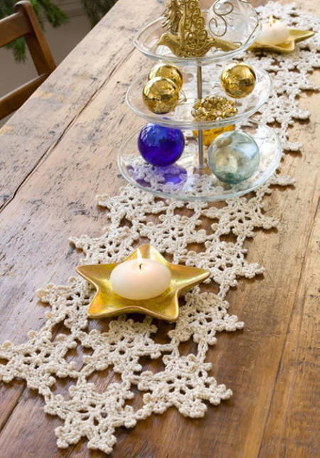 Crocheted Snowflake Table Runner | FaveCrafts.com