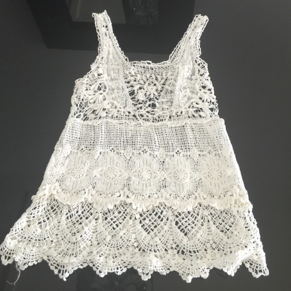 Zara Tops | White Crochet Tank Top | Poshmark