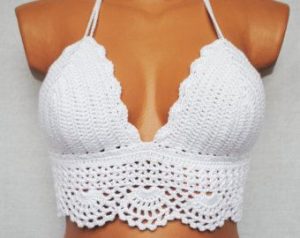 Hand crochet top Cotton, silk, acrylic Available in A, B, C cup bra