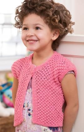Free knitting pattern for Little Girl Shrug by Cathy Payson. Sized