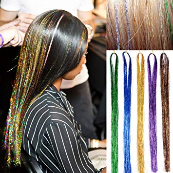 Amazon.com : 40 Inch Hair Tinsel 500 Strands Sparkling Tinsel Hair