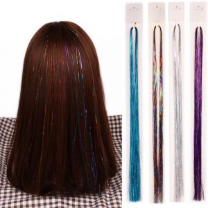 Gold Silver Colorful Sparkel Shiny Effect Synthetic Hair Extension