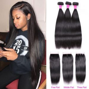 Abijale Straight Hair Bundles With Closure Brazilian Hair Weave