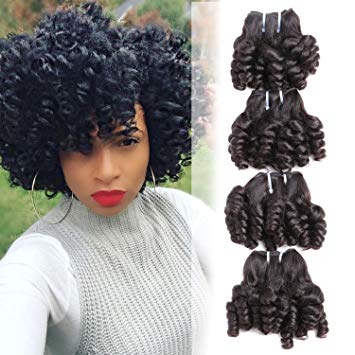 Amazon.com: Brazilian Funmi Curly Human Hair 4 Bundles Natural Omber