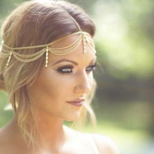 Boho Gold Draping Crystal Hair Cuff Arabian Bridal Hair Accessories