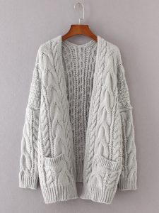 Drop Shoulder Cable Knit Cardigan | ROMWE