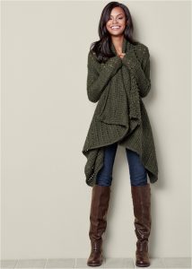 VENUS | OPEN KNIT CARDIGAN in Olive