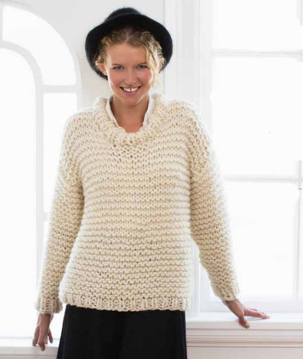 Easy and Quick Chunky Knit Sweater Free Knitting Pattern ⋆ Knitting Bee
