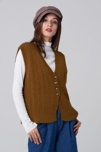 Moss Green Cable Knit Vest u2013 OwnTheLooks