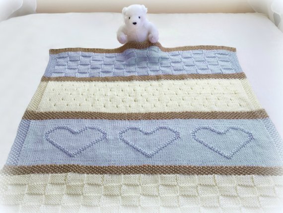 Baby Blanket Pattern Knit Baby Blanket Pattern Heart Baby | Etsy