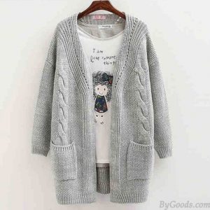 Women Long Sleeve Knitted Cardigan Loose Sweater Outwear Coat