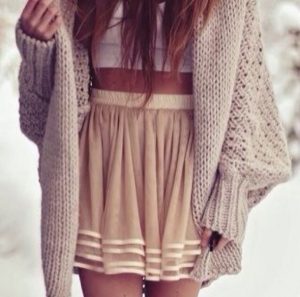 sweater, oversized cardigan, knitted sweater, cardigan, skirt, tank