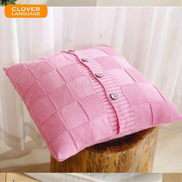 100% Cotton Cushion Cover Retro Style Knitted Cushions Checkered