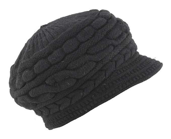Jemis Peaked Cap Women Hat Winter Caps Knitted Hats for Woman (Black