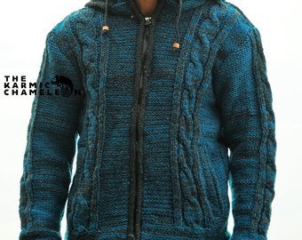 Knitted hoodie | Etsy