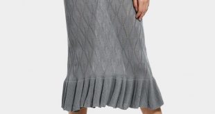 2019 High Waist Ruffle Hem Knitted Skirt In GRAY ONE SIZE | ZAFUL
