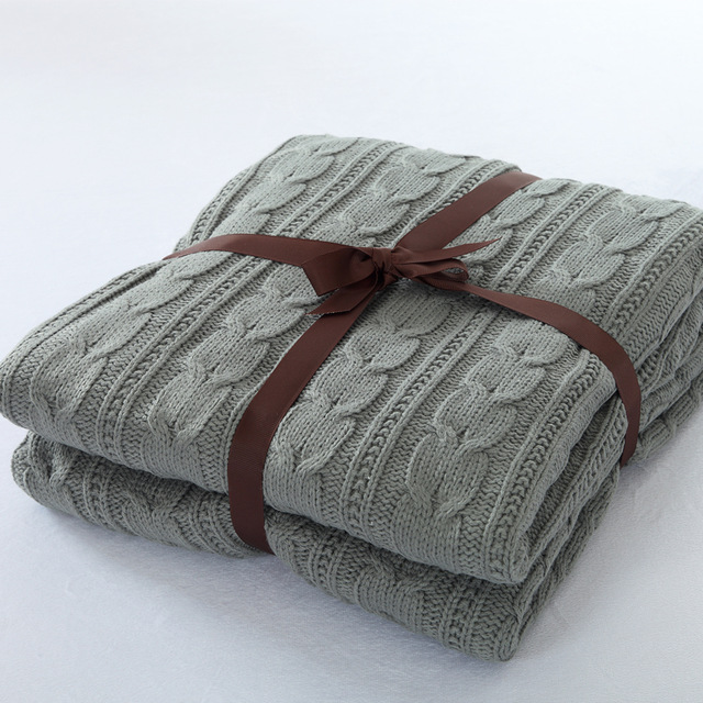 120*180cm Knitted Blanket Cotton Knitted Throw with Super Soft Warm