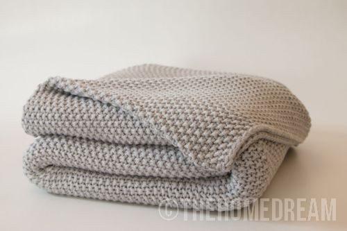 Luxurious Cotton Chunky Seed Stitch Knitted Throw Blanket