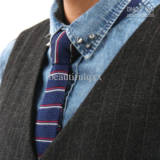 Knitted Ties Striped Ties Men's Neck Tie Wool Ties Slim Ties Skinny