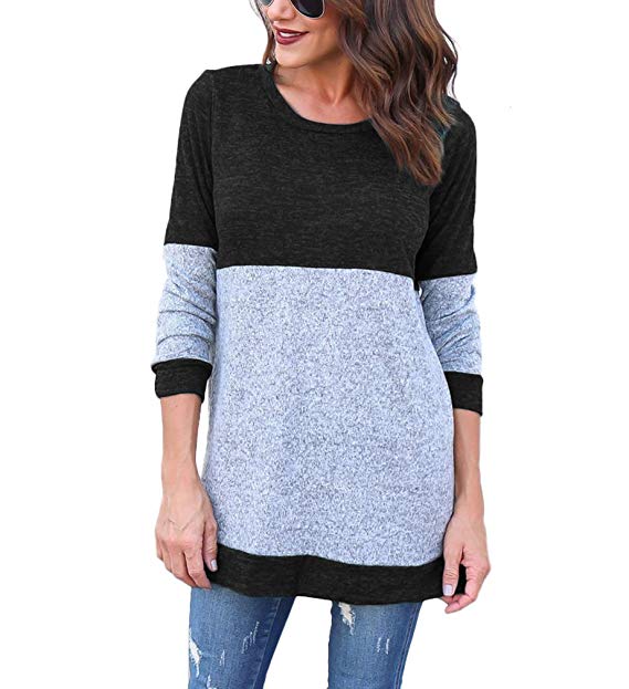 Annystore Womens Long Sleeve Knitted Tunic Tops Lightweight Pullover