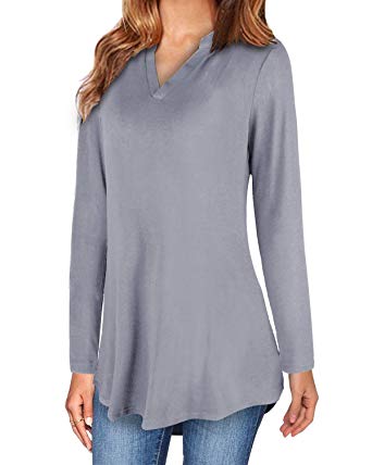 Kilig Women's Casual Long Sleeve V-Neck Knitted Shirt Tunic Tops at