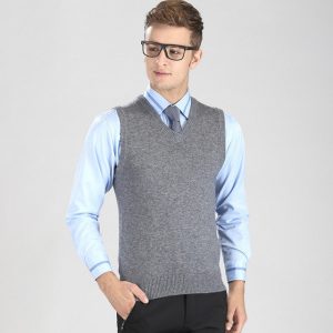 2017 New 35%Wool V Neck Men sleeveless knitted Vest Business casual