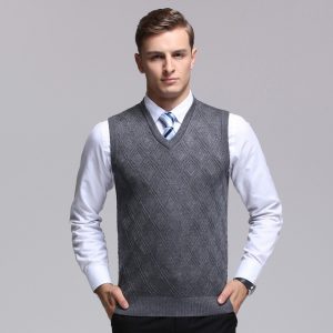 2017 Fashion Design Sleeveless Male wool V Neck Sweater Vest Men