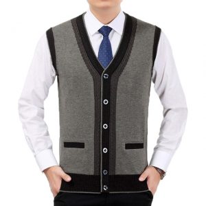 Men Cashmere Wool Vest Spring Autumn Knitted Waistcoat Man V neck