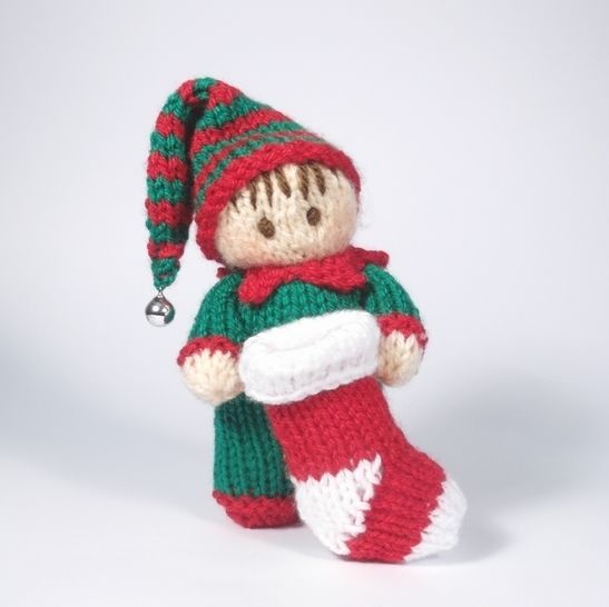 Christmas Boy Elf Bitsy Baby Doll Knitting Pattern
