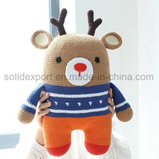 China Wholesale Lovely Deerlet Stuffed Knit Doll Soft Knitted Doll
