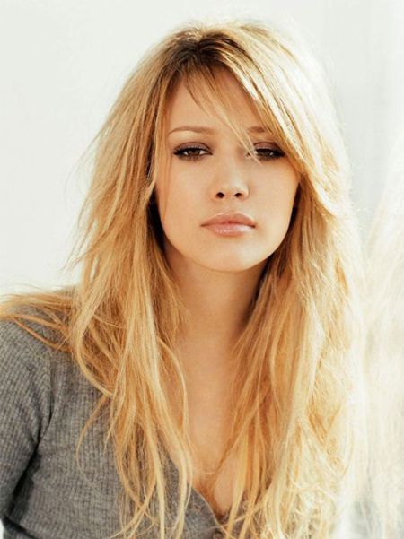 Get stylish creating long hairstyles with
bangs