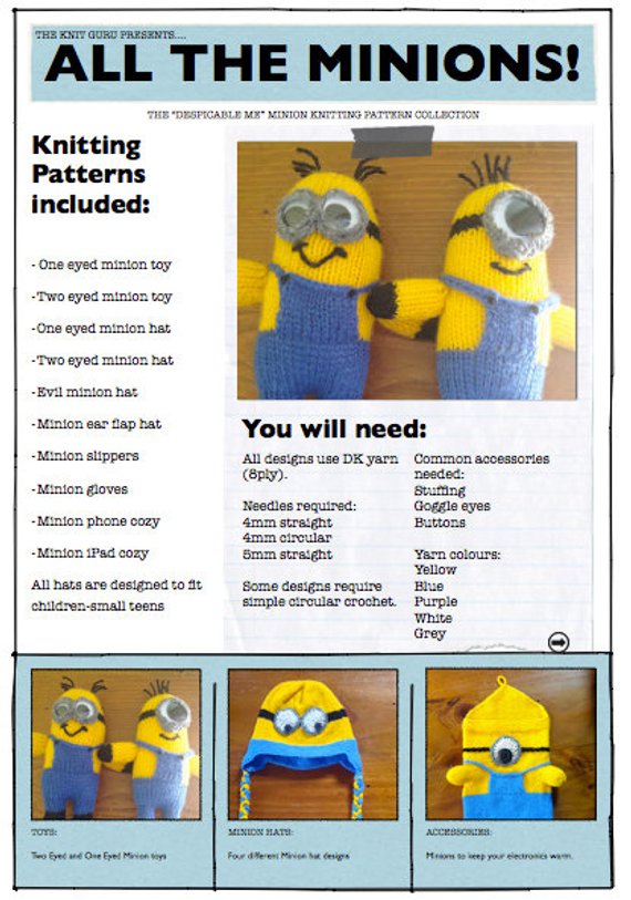 Millions of Minions! A Set of 10 Minion Knitting Patterns | Products