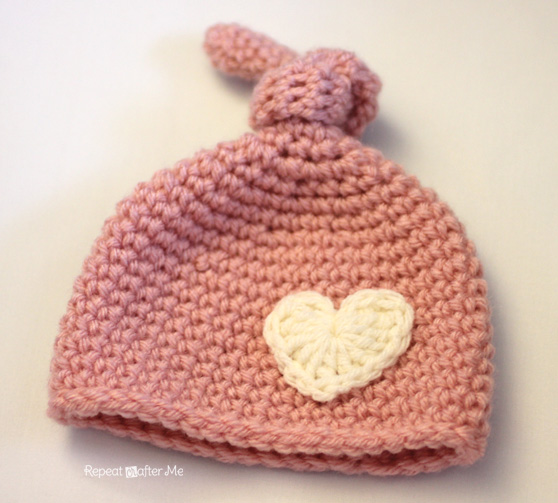 Crochet Newborn Knot Hat Pattern - Repeat Crafter Me