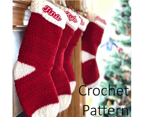 Crochet Stocking Pattern / Christmas Stocking Pattern / Crochet
