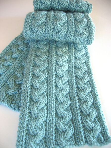 Free knitting pattern for Braided Cable Scarf and more scarf