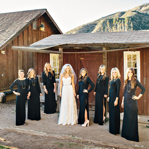 Black Long Sleeve Bridesmaid Dresses for Your Winter Season Wedding