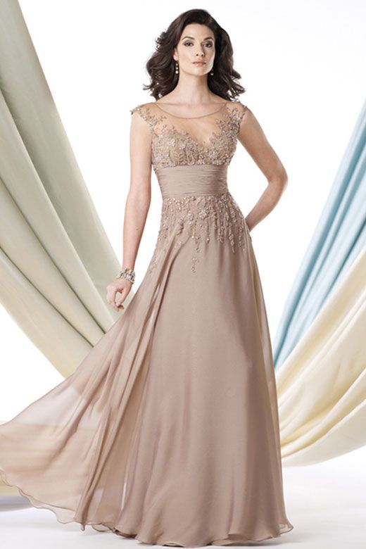 Stylish Champagne Mother of the Bride Dress in Modern Design