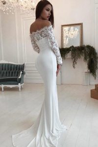 Mermaid Wedding Dress Long Sleeves Off the Shoulder Bridal Dress .