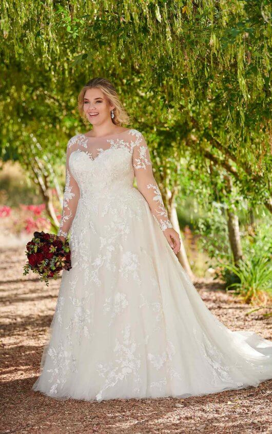 Modest Plus-Size Wedding Dress with Sleeves | Essense of Austral